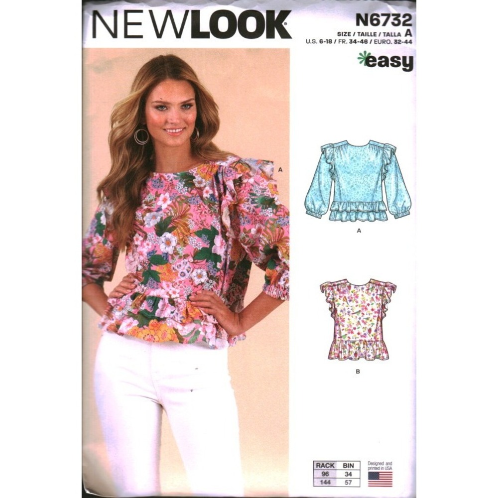 New Look N6732 Misses Top Sewing Pattern Ruffle Peplum Sleeveless 6-18